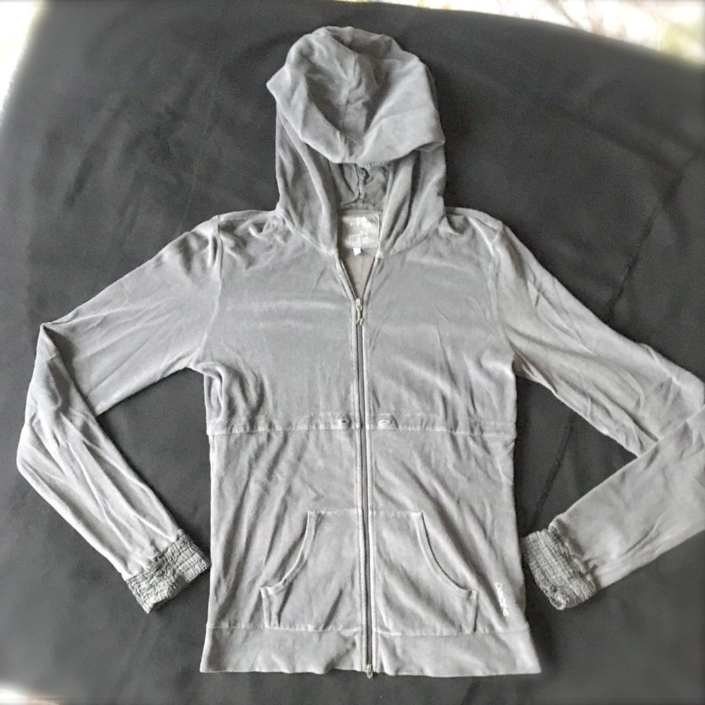 Deha Grey Velour Hoodie Sweatshirt Comfy Top